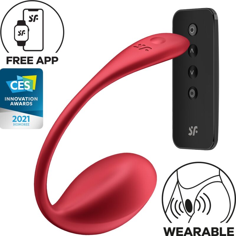 SATISFYER - ESTIMULADOR DE PONTO G COM CONTROLE REMOTO SHINY PETAL VERMELHO - APLICATIVO GRÁTIS
