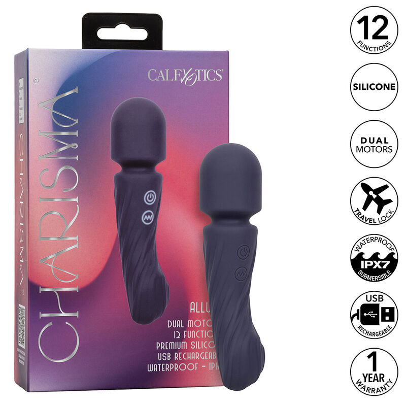 CALEXOTICS – MASSAGEADOR CHARISMA ALLURE COM DOIS MOTORES E 12 FUNÇÕES, 17,25 CM X 4,5 CM, ROXO