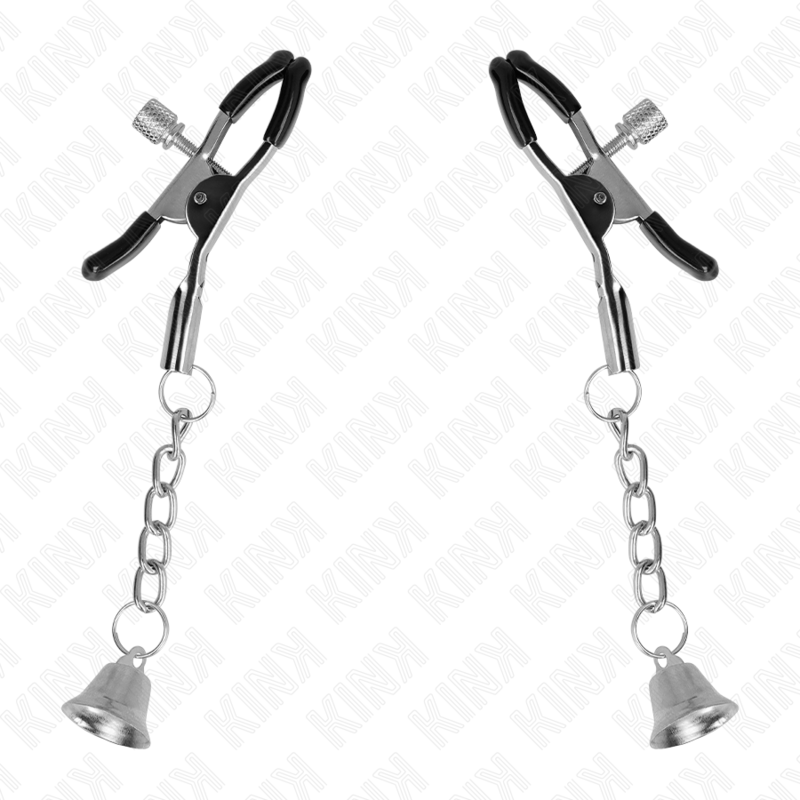 KINK – PRESILHAS DE MAMILO COM PINGENTE DE SINO PRATEADO 6 CM