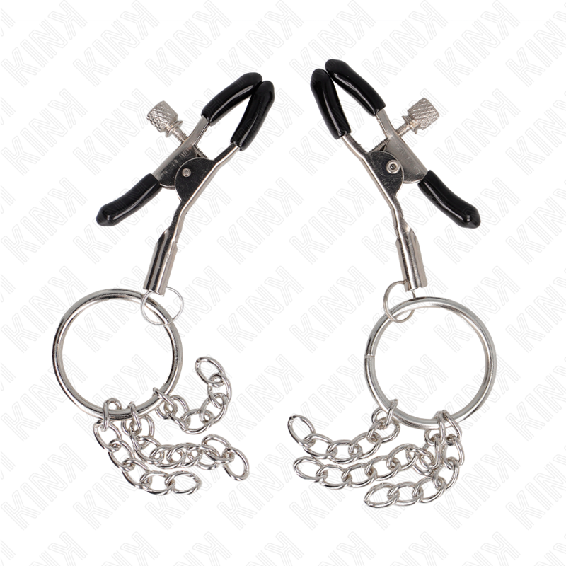 KINK – PRESILHA DE MAMILO COM ANEL EM FORMATO DE O E CORRENTE PEQUENA PRATEADA 6 CM