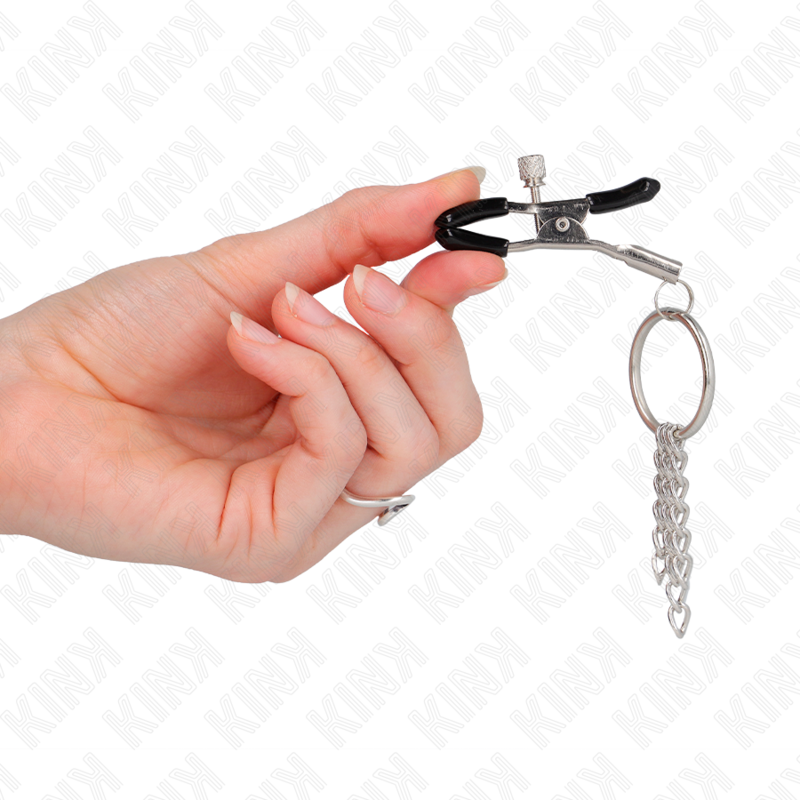 KINK - PRESILHA DE MAMILO COM ANEL EM FORMATO DE O E CORRENTE PEQUENA PRATEADA 6 CM - Image 4