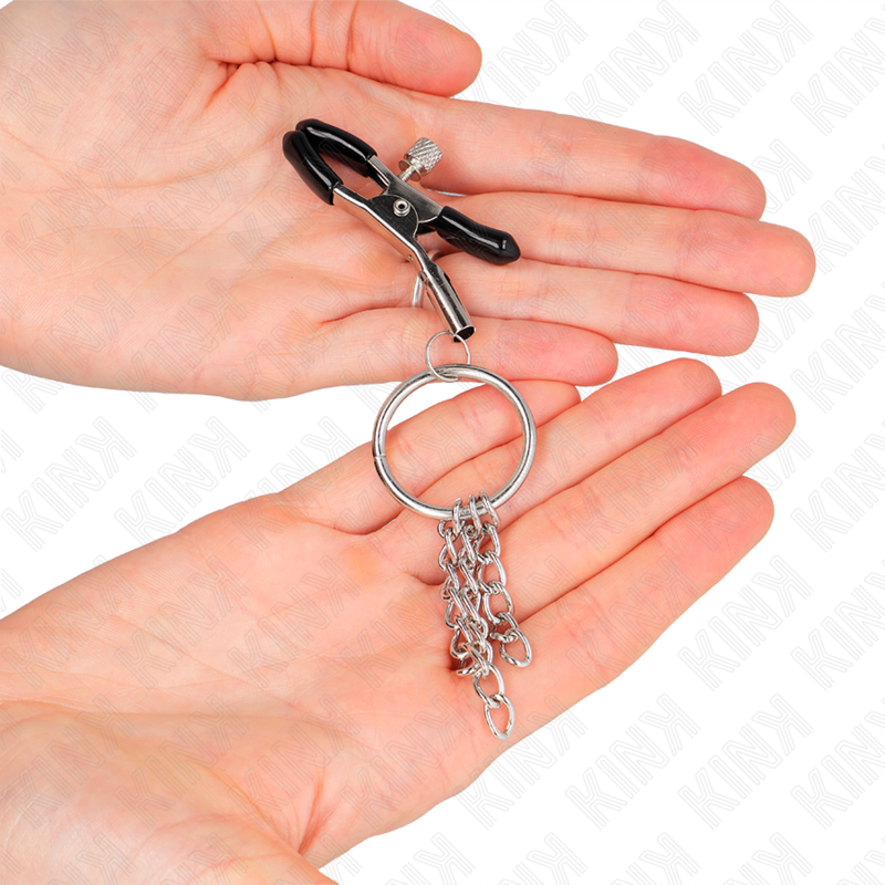 KINK - PRESILHA DE MAMILO COM ANEL EM FORMATO DE O E CORRENTE PEQUENA PRATEADA 6 CM - Image 3