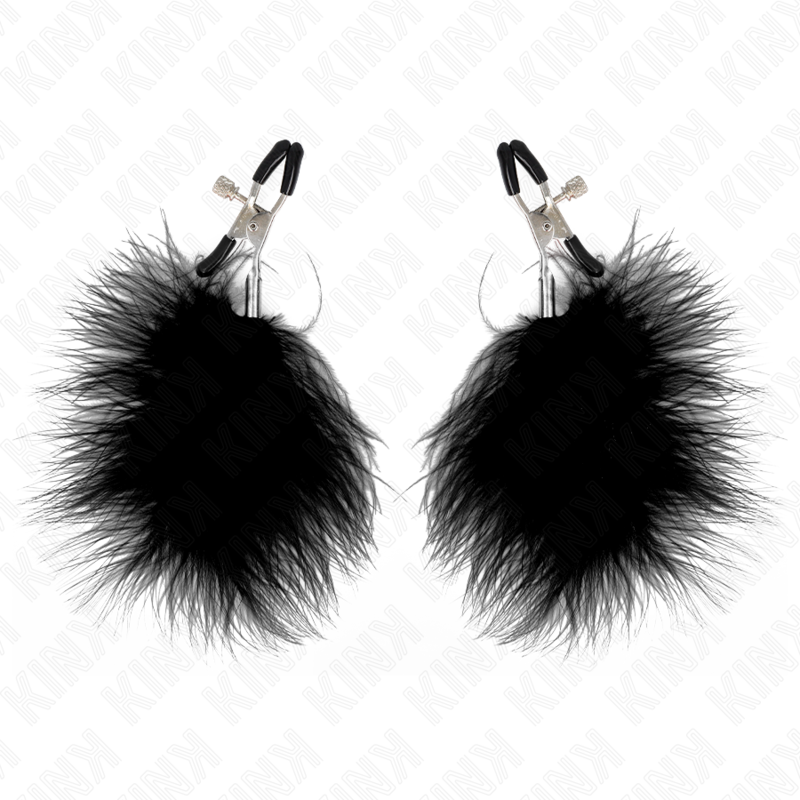 KINK – PRESILHA DE MAMILO COM PENAS PRETA 7 CM