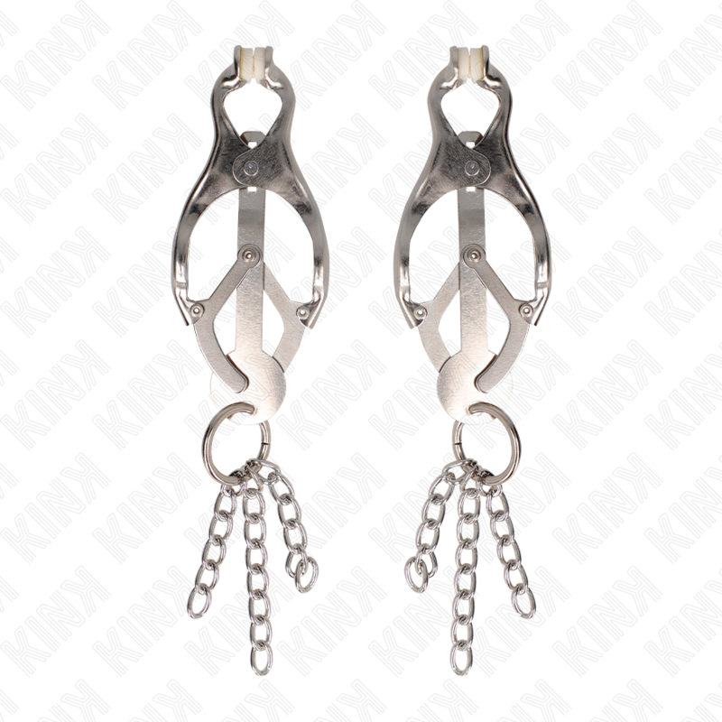 KINK - CLIPS DE MAMILO EM FORMATO DE TREVO JAPONÊS COM CORRENTES PRATEADAS - Image 2