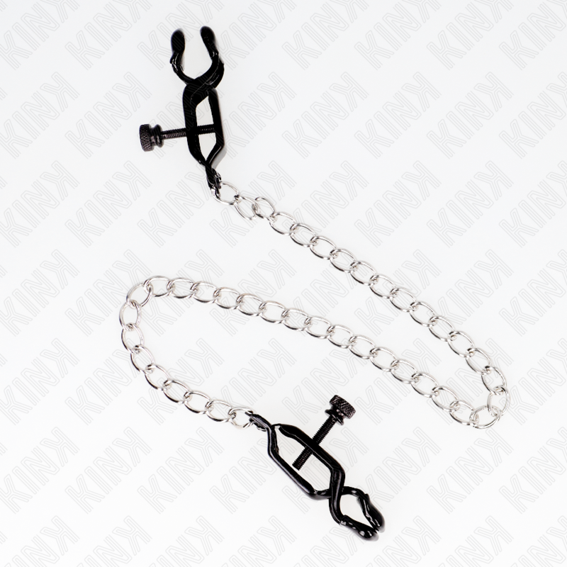KINK – PRESILHAS DE MAMILO COM CORRENTE PLANA PRATEADA 30 CM
