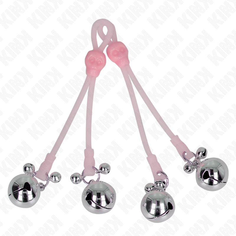 KINK - CLIPS DE MAMILO EM FORMATO DE CAVEIRA LUMINOSA COM SINO AJUSTÁVEL ROSA/PRATA - Image 2