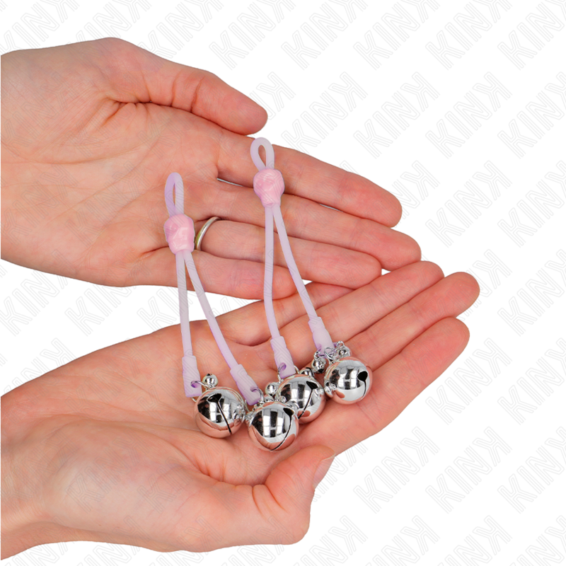 KINK - CLIPS DE MAMILO EM FORMATO DE CAVEIRA LUMINOSA COM SINO AJUSTÁVEL ROSA/PRATA - Image 3