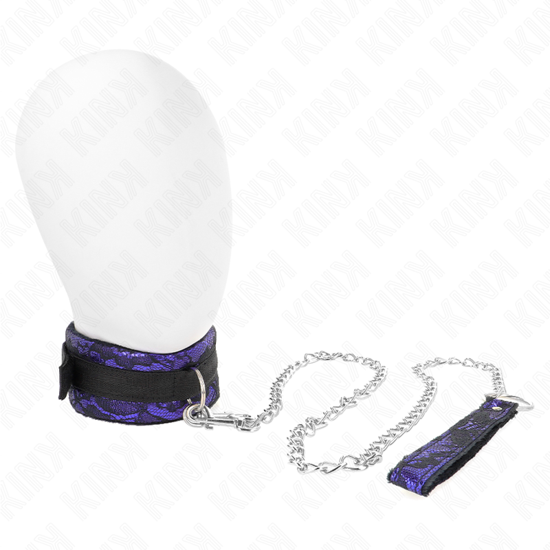 KINK – COLAR CURTO DE VELUDO COM RENDA E CINTO 105 CM COM ACABAMENTO EM NYLON 44 X 5,5 CM