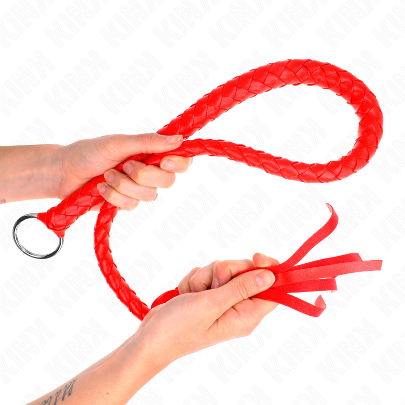 KINK – CHICOTE DE COBRA COM ANEL DE MÃO VERMELHO 65 CM