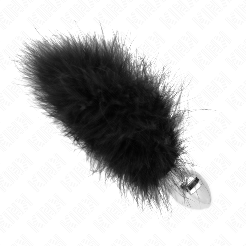 KINK – PLUG ANAL EM AÇO INOXIDÁVEL 11 x 7 CM COM PENA DE 11 CM