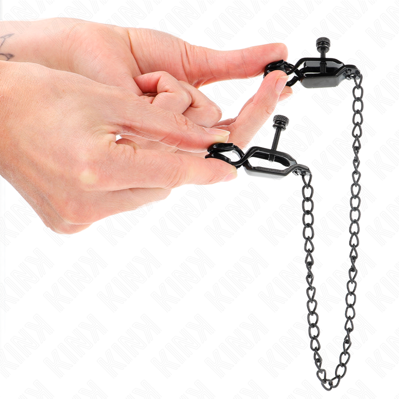 KINK - PRESILHAS DE MAMILO COM CORRENTE PLANA PRETAS 30 CM - Image 3