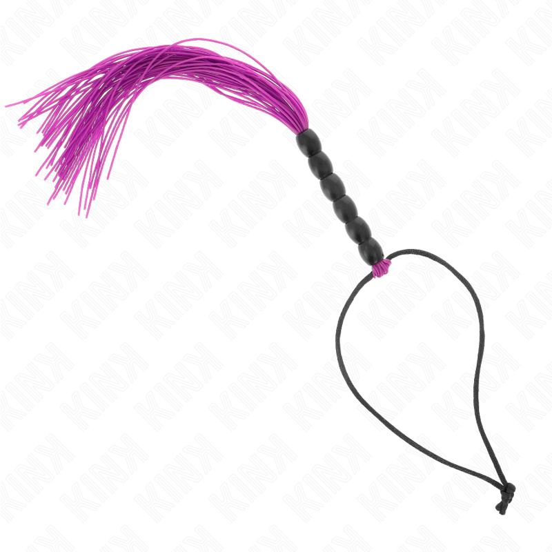 KINK – MINI CHICOTE DE SILICONE COM 6 CONTAS ROXAS 26 CM