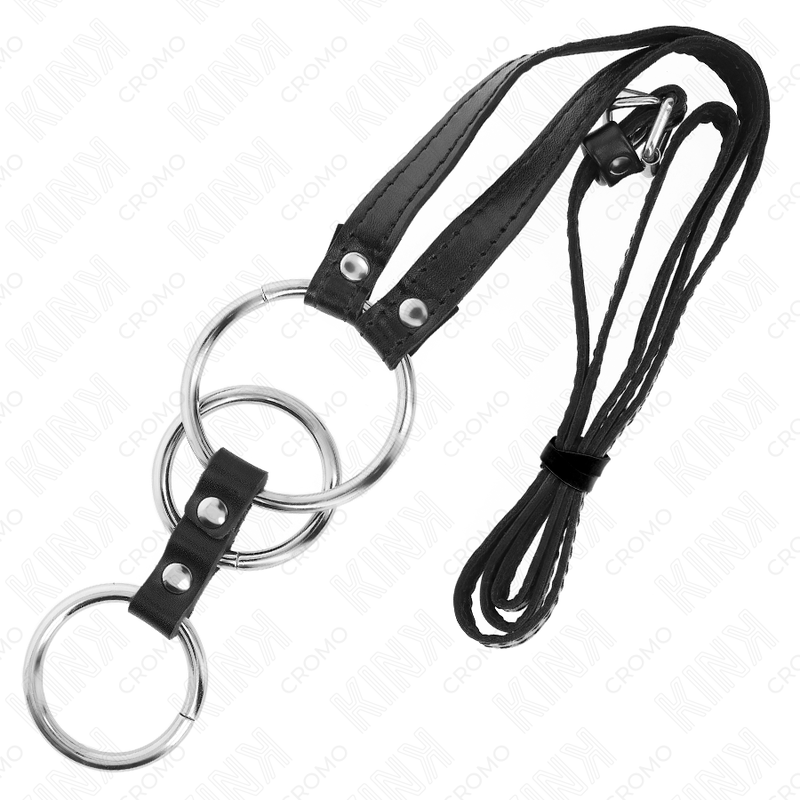 KINK - Anel Peniano Triplo de Metal de 3,8 cm a 5 cm com Cinto de Couro de 112 cm - Image 4