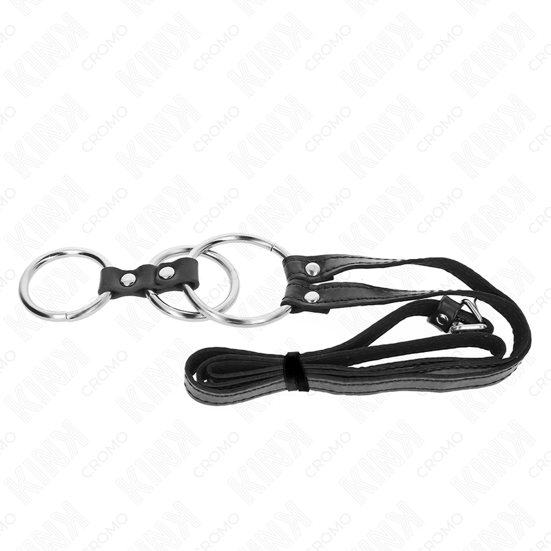 KINK - Anel Peniano Triplo de Metal de 3,8 cm a 5 cm com Cinto de Couro de 112 cm - Image 5