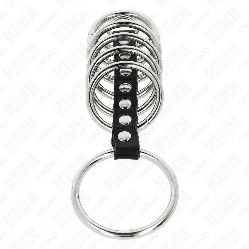 KINK - 7 ANÉIS PENIANOS DE METAL DE 3,2 CM A 5 CM CONECTADOS POR COURO - Image 3