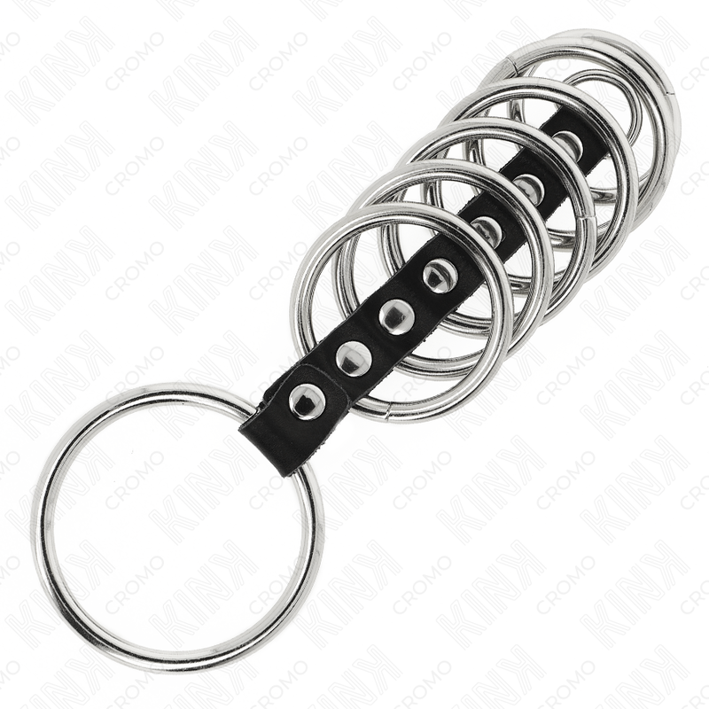 KINK - 7 ANÉIS PENIANOS DE METAL DE 3,2 CM A 5 CM CONECTADOS POR COURO - Image 4