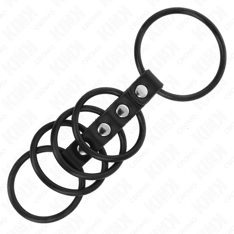 KINK - 5 ANÉIS PENIANOS DE SILICONE DE 3,8 CM A 4,8 CM CONECTADOS POR COURO - Image 3
