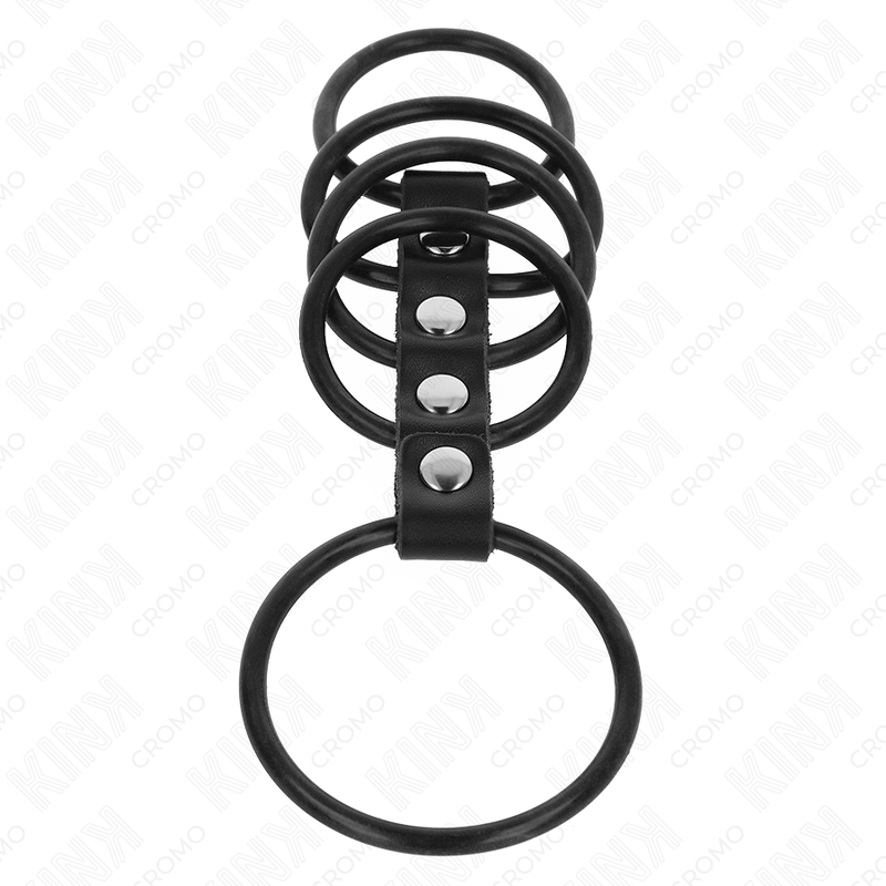KINK - 5 ANÉIS PENIANOS DE SILICONE DE 3,8 CM A 4,8 CM CONECTADOS POR COURO - Image 4
