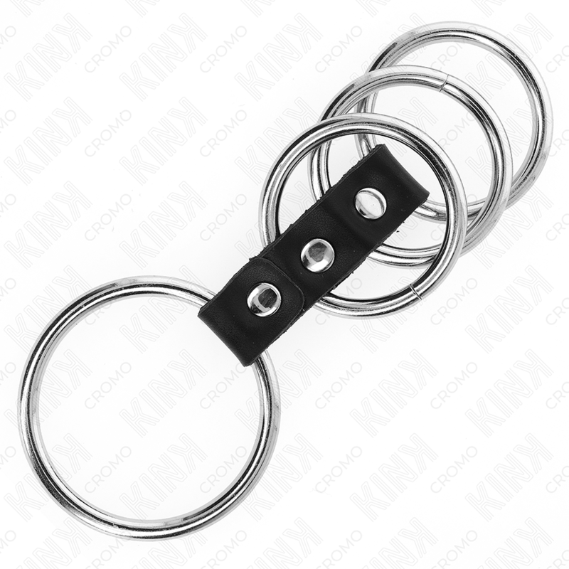 KINK - 4 ANÉIS PENIANOS DE METAL DE 3,7 CM A 5 CM CONECTADOS POR COURO - Image 4