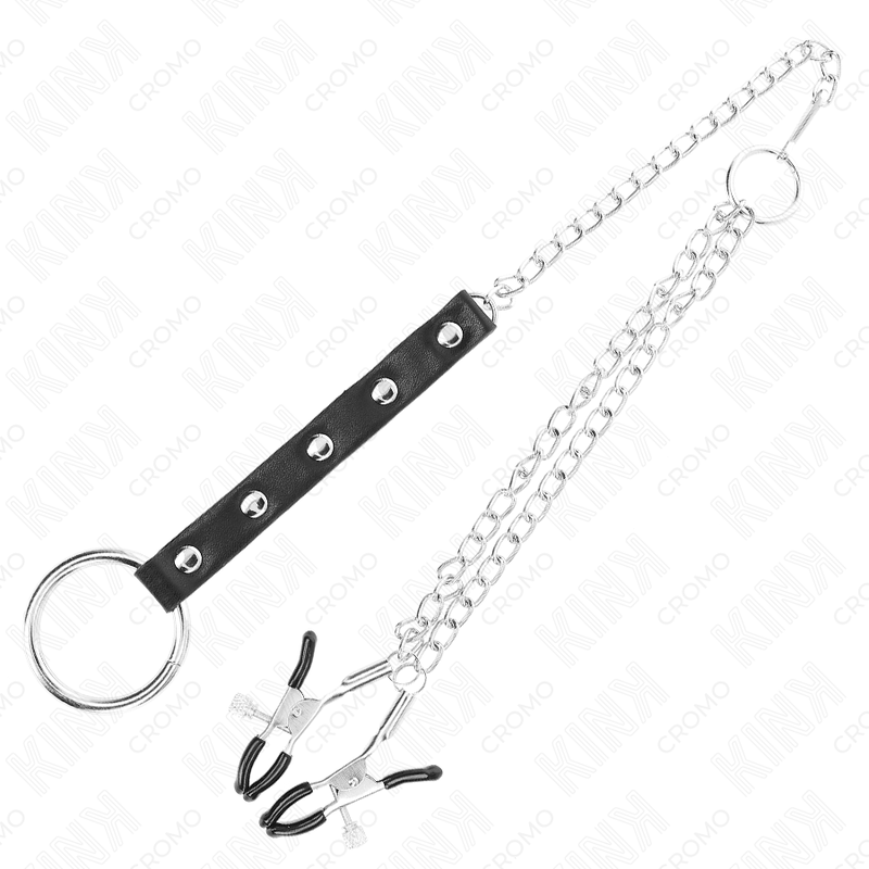 KINK - ANEL PENIANO DE METAL COM CORRENTE E PRESILHAS DE MAMILO AJUSTÁVEIS - Image 4