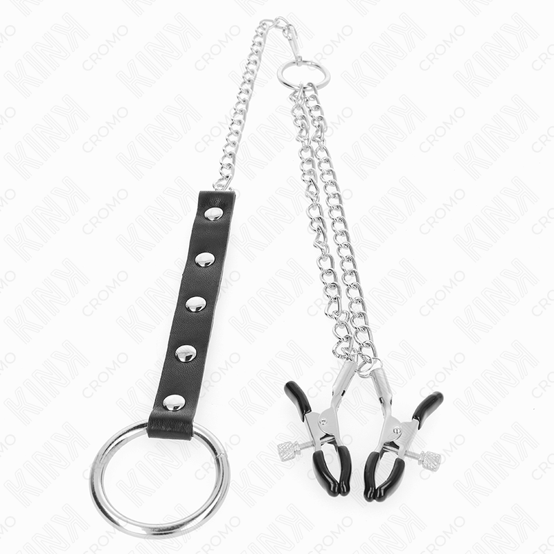 KINK - ANEL PENIANO DE METAL COM CORRENTE E PRESILHAS DE MAMILO AJUSTÁVEIS - Image 3