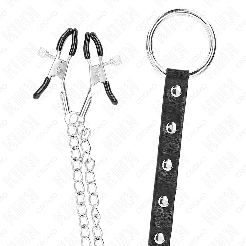 KINK - ANEL PENIANO DE METAL COM CORRENTE E PRESILHAS DE MAMILO AJUSTÁVEIS - Image 5