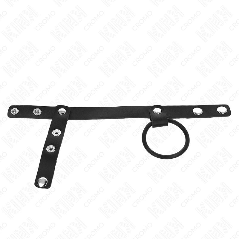 KINK - Anel Peniano de Silicone 3,8 cm com Separador de Testículos e Tira de Couro 22 x 1,5 cm - Image 3