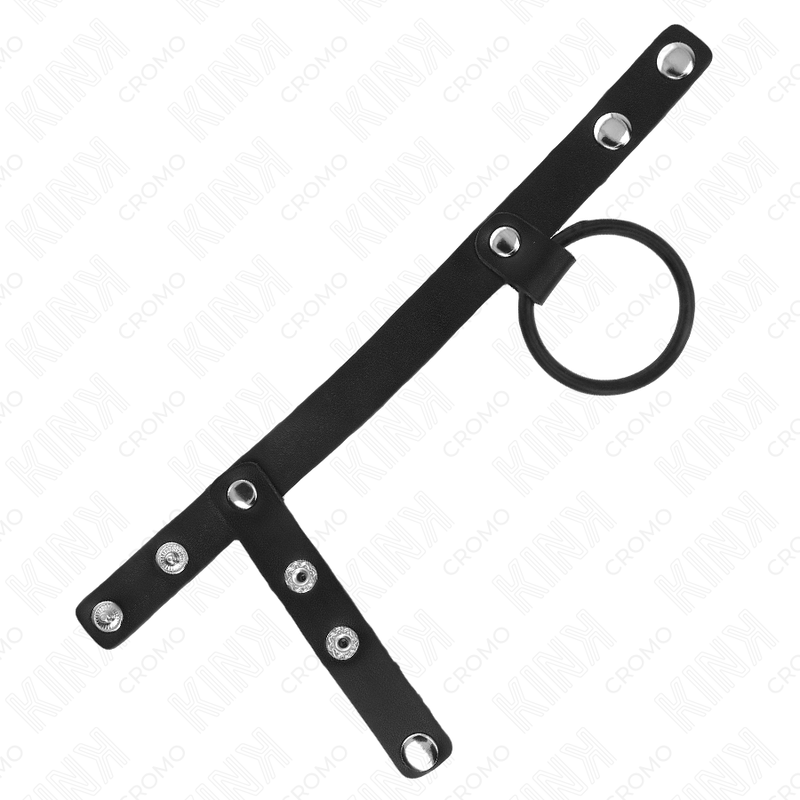 KINK - Anel Peniano de Silicone 3,8 cm com Separador de Testículos e Tira de Couro 22 x 1,5 cm - Image 4