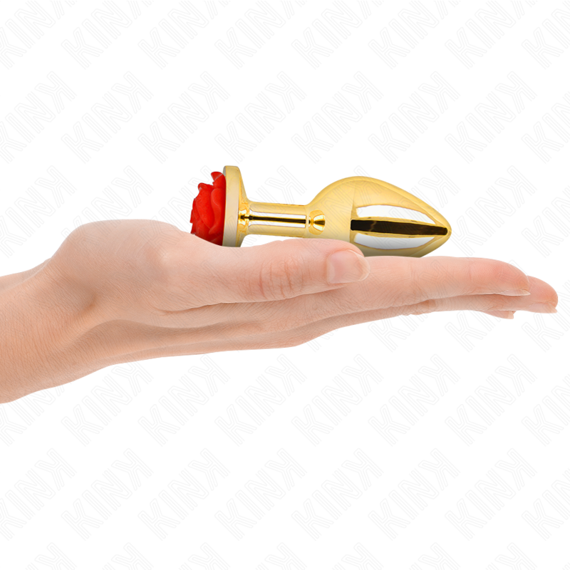 KINK – PLUG ANAL DOURADO ROSA VERMELHO TAMANHO M