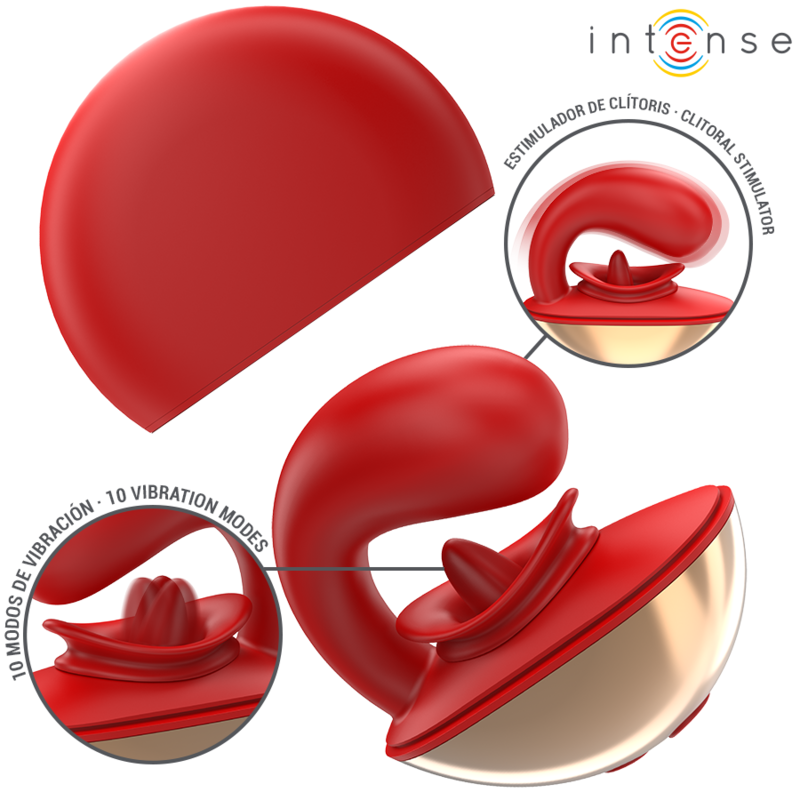 INTENSE – MARIAH VIBRADOR E ESTIMULADOR EM FORMATO DE U 10 VIBRAÇÕES VERMELHO