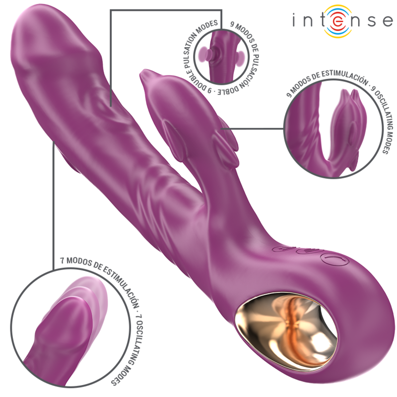 INTENSE – HALLE VIBRADOR MULTIFUNCIONAL COM LÍNGUA ESTIMULANTE DE GOLFINHO ROXA
