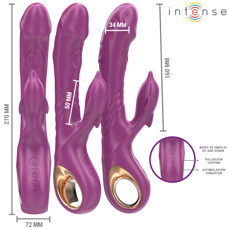 INTENSE - HALLE VIBRADOR MULTIFUNCIONAL COM LÍNGUA ESTIMULANTE DE GOLFINHO ROXA - Image 3
