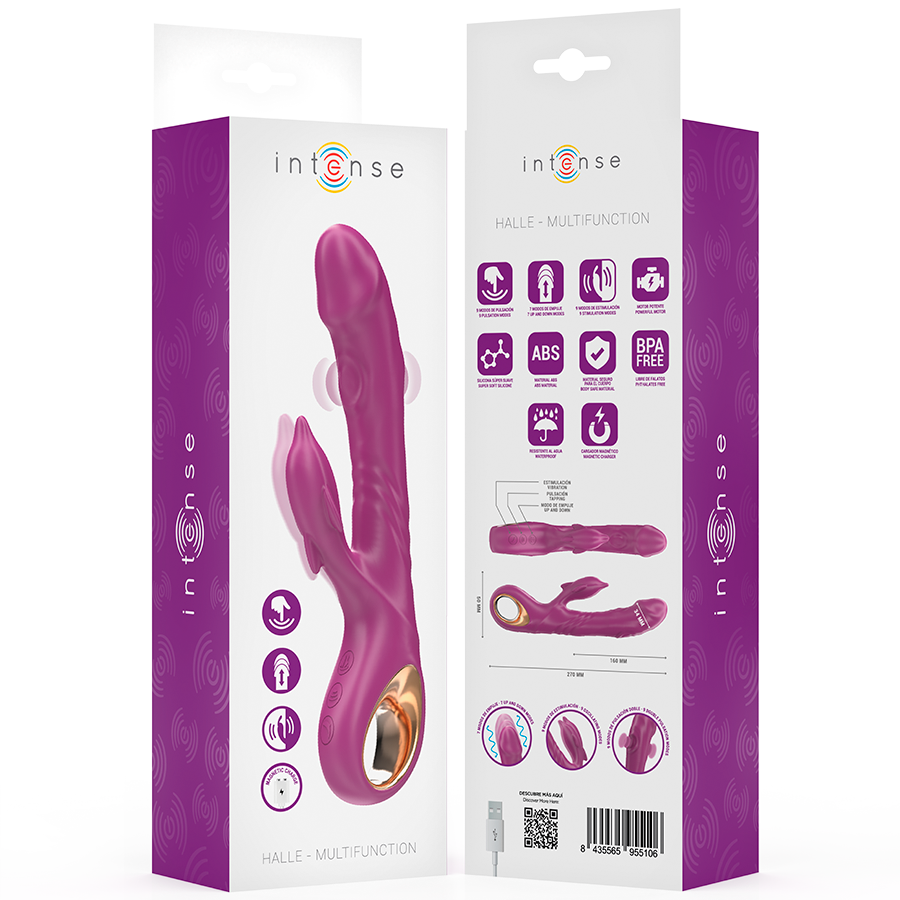 INTENSE - HALLE VIBRADOR MULTIFUNCIONAL COM LÍNGUA ESTIMULANTE DE GOLFINHO ROXA - Image 8