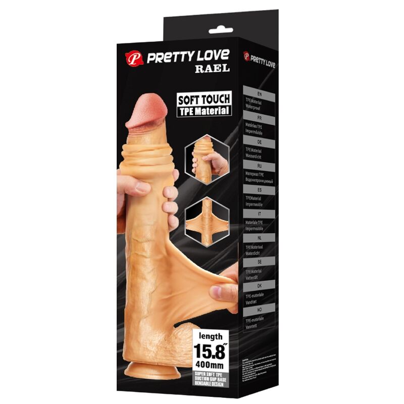 PRETTY LOVE – RAEL DILDO FLEXÍVEL REALISTA COM VENTOSA 40 CM -Ø- 6 CM MARROM