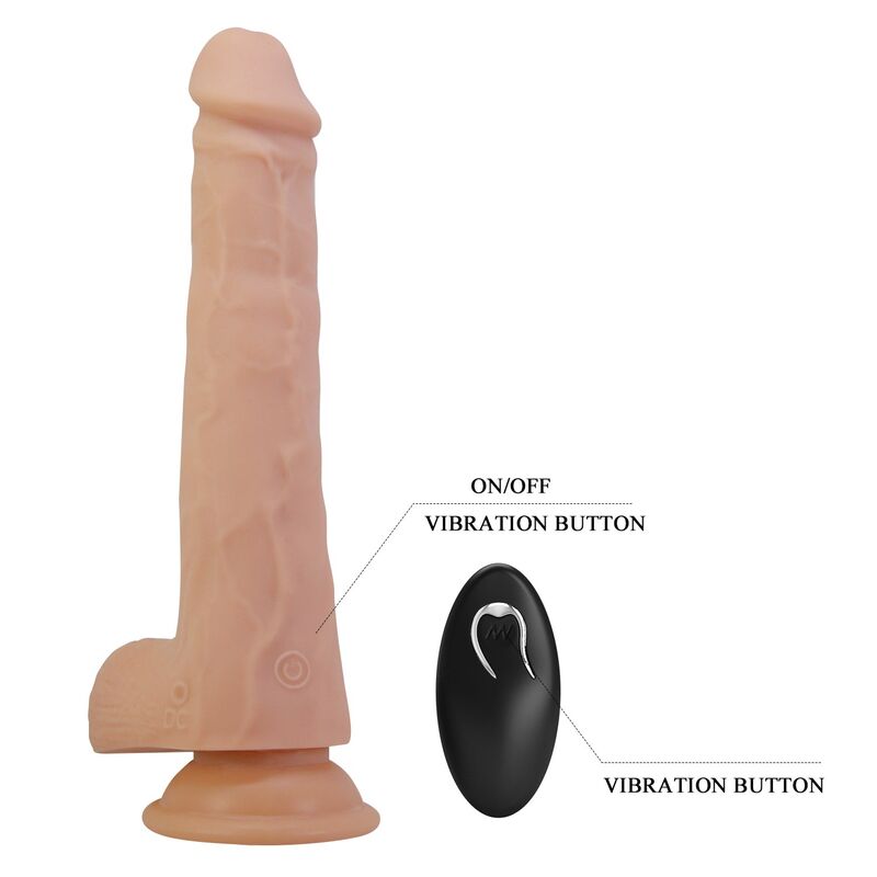 PRETTY LOVE – MILES DILDO VIBRATÓRIO COM CONTROLE REMOTO, 23,5 CM Ø 4,8 CM NATURAL
