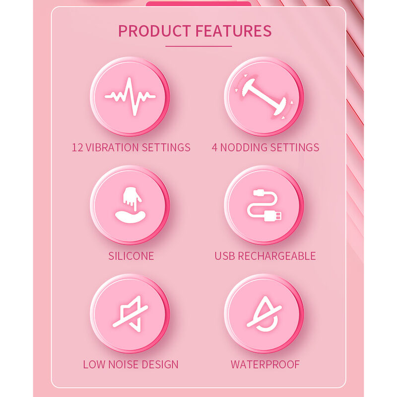 PRETTY LOVE - DUDEN Vibrador de silicone recarregável com 12 modos de vibração e 3 modos de balanço, rosa. - Image 15