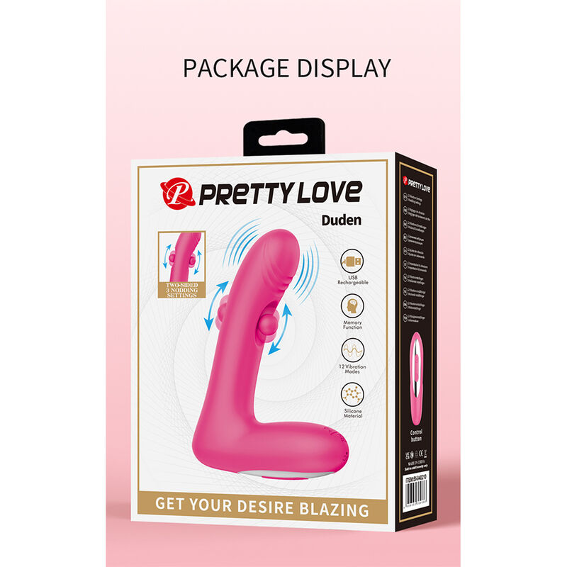 PRETTY LOVE - DUDEN Vibrador de silicone recarregável com 12 modos de vibração e 3 modos de balanço, rosa. - Image 17