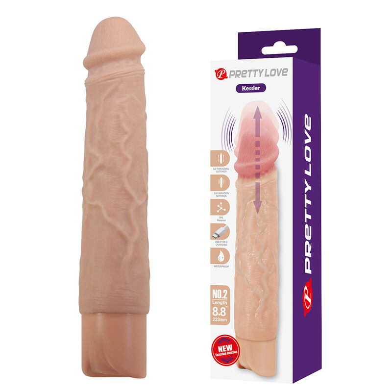 PRETTY LOVE – KESSLER DILDO VIBRATÓRIO REALISTA COM 10 MODOS DE VIBRAÇÃO E 10 NÍVEIS DE INTENSIDADE, 22 CM NATURAL