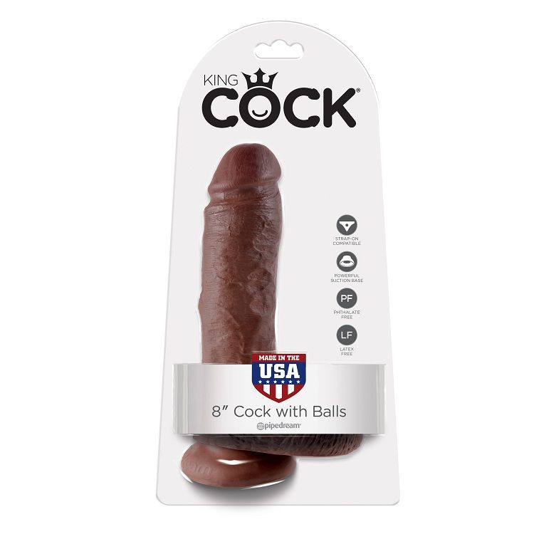 KING COCK 8″ COCK BROWN WITH BALLS 20.3 CM