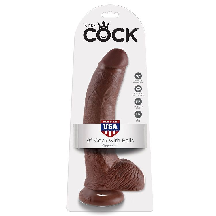KING COCK – 9 DILDO BROWN WITH BALLS 22.9 CM
