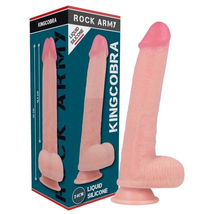 ROCKARMY – COBRA-REI PREMIUM DE SILICONE LÍQUIDO REALISTA 24 CM -O- 4,77 CM