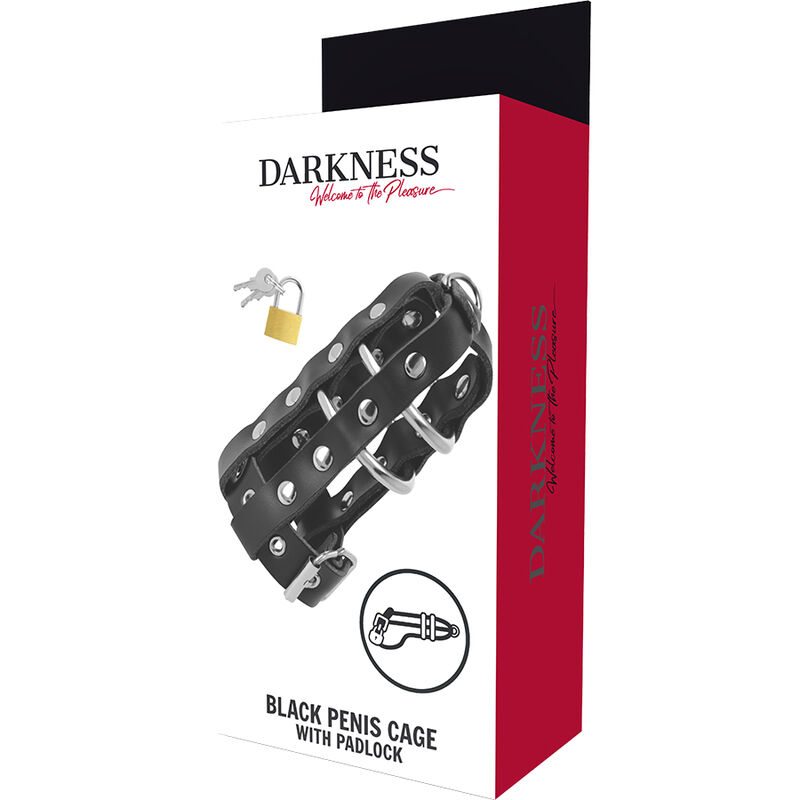 DARKNESS - GAIOLA DE CASTIDADE DE COURO COM TRAVA - Image 5