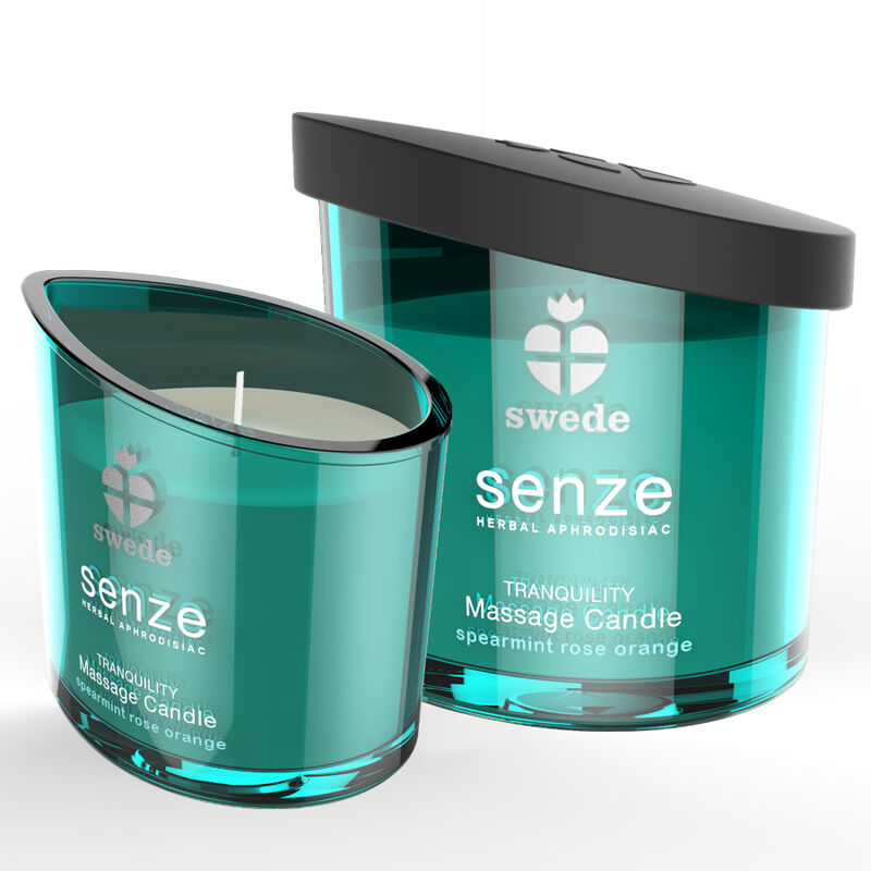 Vela de massagem SWEDE – SENZE TRANQUILITY – Hortelã, Rosa, Laranja
