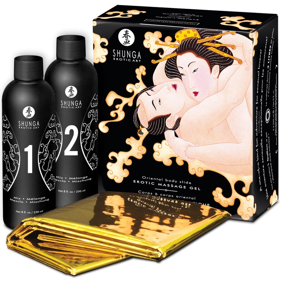 SHUNGA – GEL DE MASSAGEM ERÓTICA CORPO A CORPO COM AROMA DE MELÃO E MANGA ORIENTAL