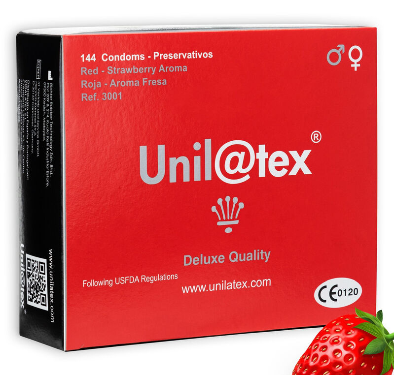 UNILATEX - CONSERVANTE VERMELHO/MORANGO 144 UNIDADES