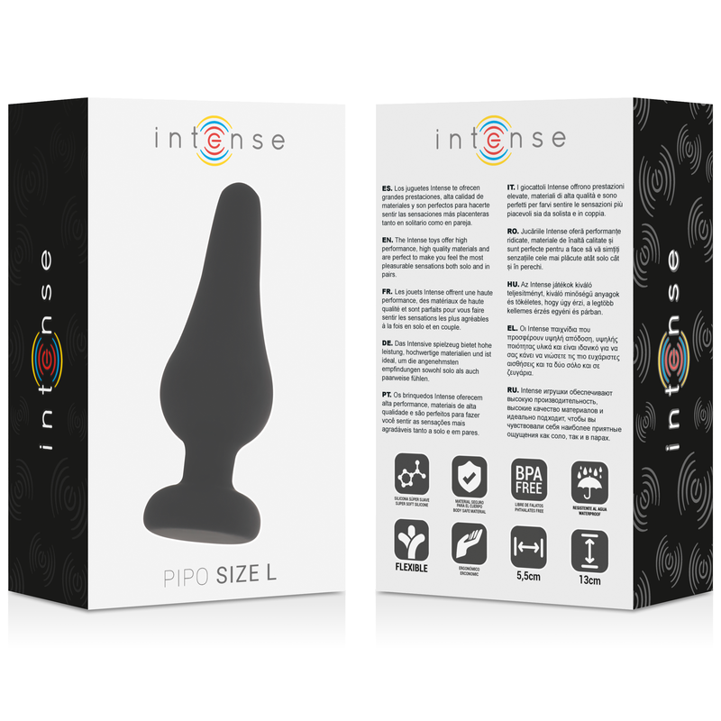 INTENSE - PLUG ANAL PIPO L PRETO DE SILICONE 13 CM - Image 4