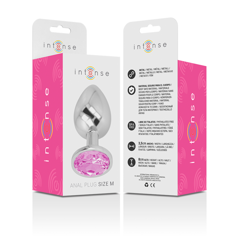 INTENSE - PLUG ANAL DE METAL DE ALUMÍNIO COM CRISTAL ROSA TAMANHO M - Image 6