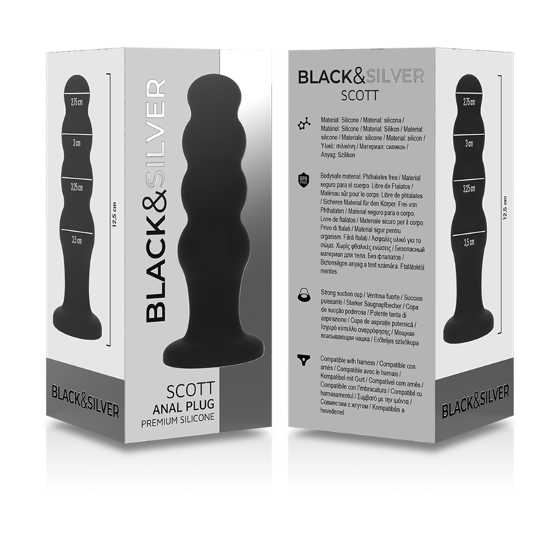 BLACK&SILVER - SCOTT PREMIUM SILICONE ANAL PLUG BLACK - Image 6