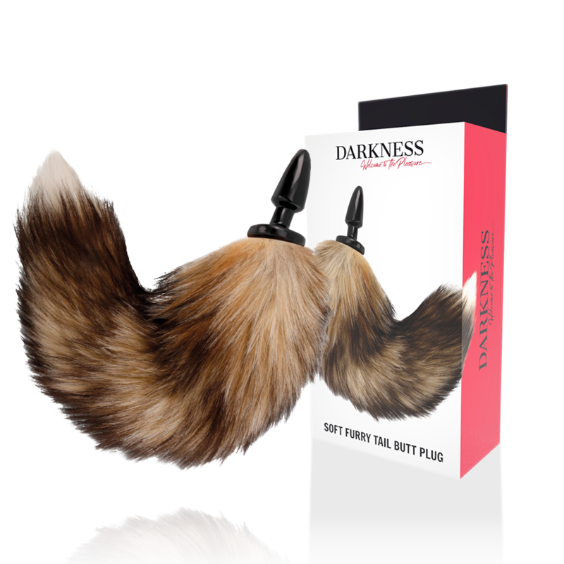 DARKNESS – RABO NATURAL COM PLUG ANAL DE SILICONE 10 CM