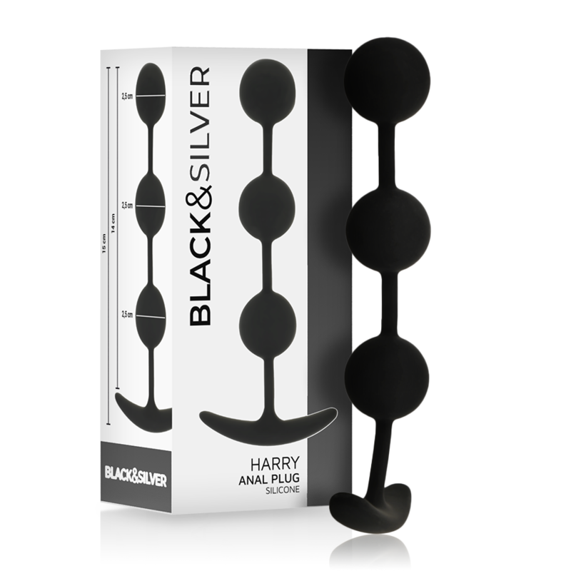 BLACK&SILVER – HARRY ANAL ROSARY 3 ESFERAS DE SILICONE 14 CM